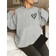 Plus Size Heart Print Pullover Sweatshirt, Casual Long Sleeve Crew Neck Sweatshirt For Fall & Spring, Women's Plus Size Clothing