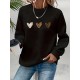 Plus Size Heart Print Sweatshirt, Casual Long Sleeve Crew Neck Pullover Sweatshirt, Women's Plus Size Clothing