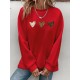 Plus Size Heart Print Sweatshirt, Casual Long Sleeve Crew Neck Pullover Sweatshirt, Women's Plus Size Clothing