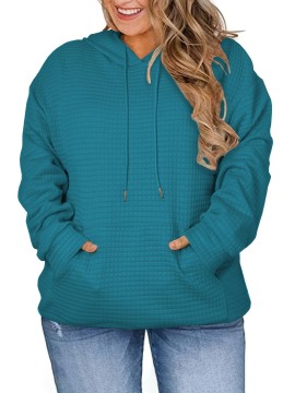 Women's Plus Size Hoodies Casual Long Sleeve Sweatshirts Drawstring Pullover Tops With Pocket