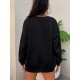 1pc Women'S Plus Size Fashion Sweatshirt, 100% Polyester Crew Neck Pullover with Slight Stretch, Solid Color Knit Fabric for Fall/Winter