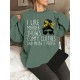 Plus Size Woman & Letter Print Sweatshirt, Casual Long Sleeve Crew Neck Sweatshirt, Women's Plus Size Clothing