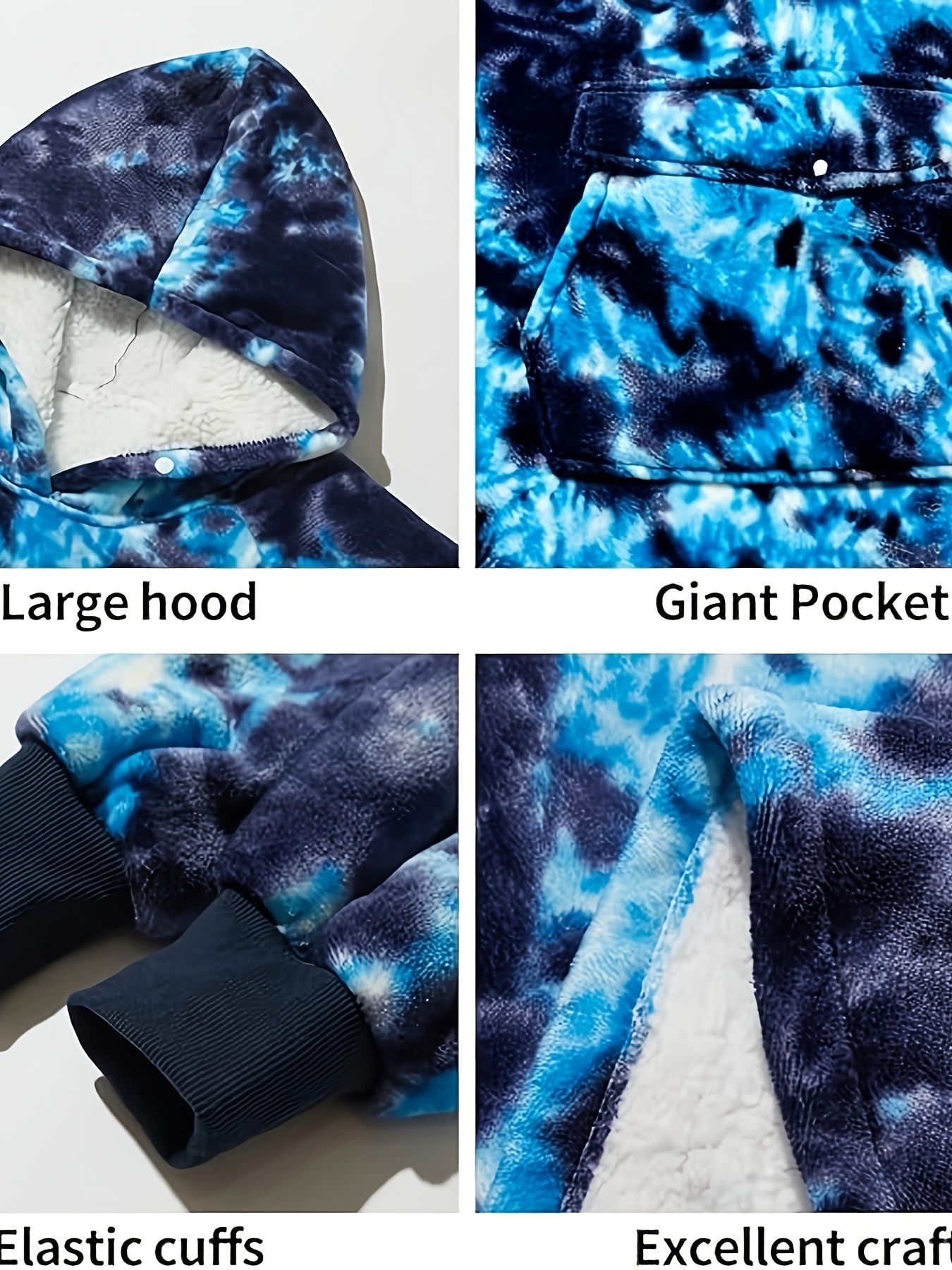 cozy oversized sherpa fleece hoodie blanket tie dye wearable blanket with     warm shawl wrap for women and   birthday gift non stretch knit fabric hand washable details 1