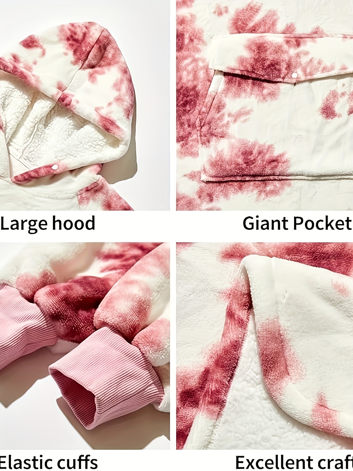 cozy oversized sherpa fleece hoodie blanket tie dye wearable blanket with     warm shawl wrap for women and   birthday gift non stretch knit fabric hand washable details 6