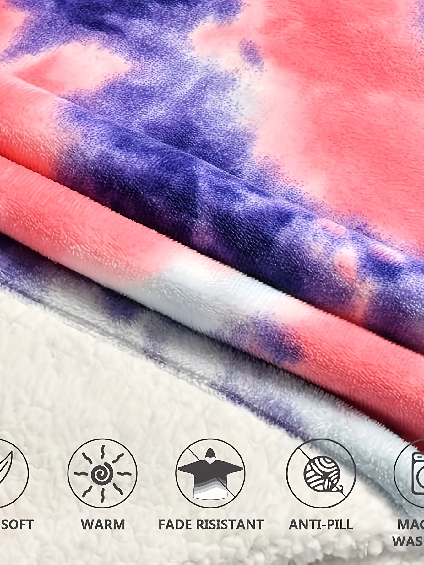 cozy oversized sherpa fleece hoodie blanket tie dye wearable blanket with     warm shawl wrap for women and   birthday gift non stretch knit fabric hand washable details 11