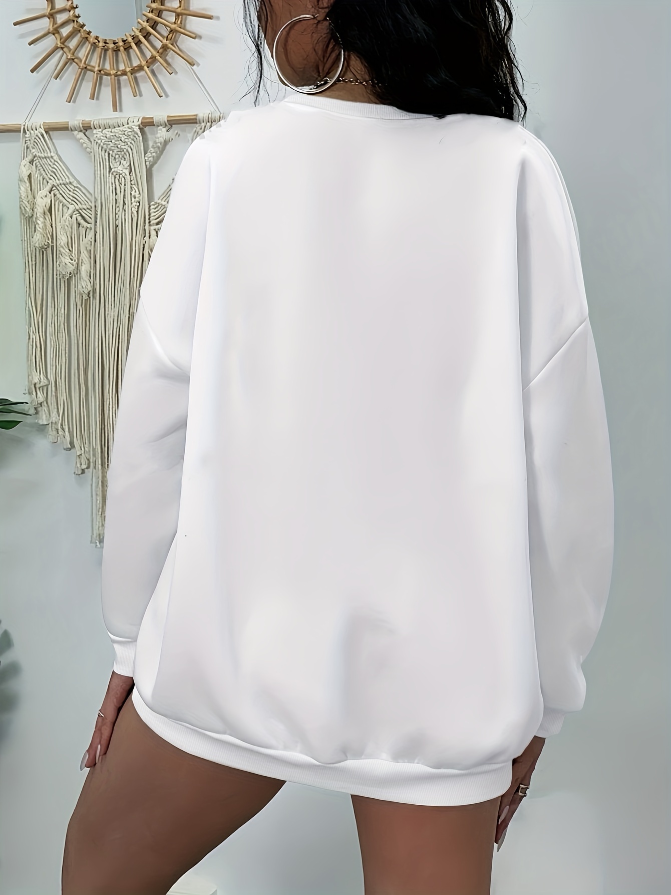 plus size simple solid sweatshirt casual long sleeve crew neck pullover sweatshirt womens plus size clothing details 9